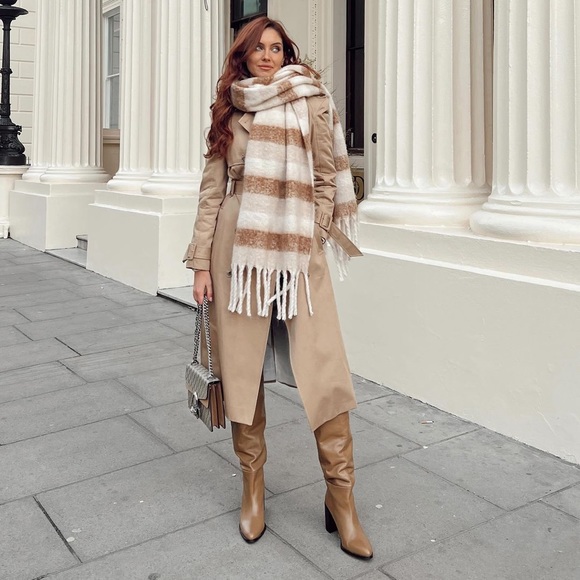 Zara Brown Heeled Knee High Leather Boots - Picture 6 of 17